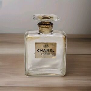 Vtg Chanel No 5 Perfume Bottle Extrait Glass Stopper Empty 1950s Paris Residue